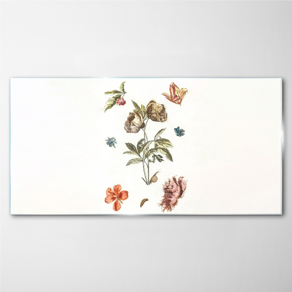 Glasbild Florale Motive in Pastelltönen