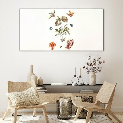 Glasbild Florale Motive in Pastelltönen