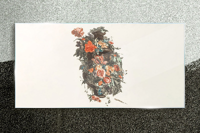 Glasbild Blumenvase in zarten Farben