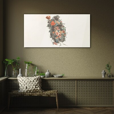Glasbild Blumenvase in zarten Farben