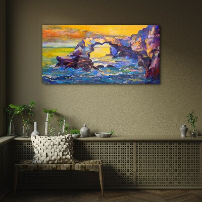 Glasbild Sonnenuntergang über dem Seetor
