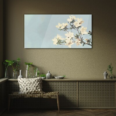 Bild auf glas Blumenkomposition auf blauem Hintergrund