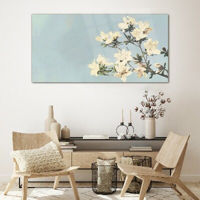 Bild auf glas Blumenkomposition auf blauem Hintergrund