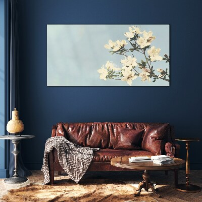 Bild auf glas Blumenkomposition auf blauem Hintergrund