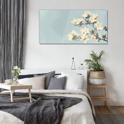 Bild auf glas Blumenkomposition auf blauem Hintergrund