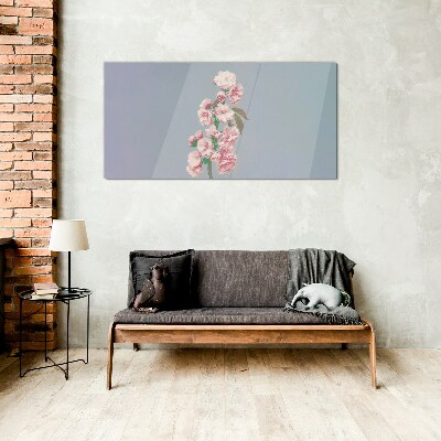 Glasbild Blumenlandschaft in Pastelltönen