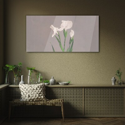 Glasbild Blumen auf grauem Hintergrund