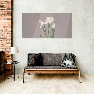 Glasbild Blumen auf grauem Hintergrund