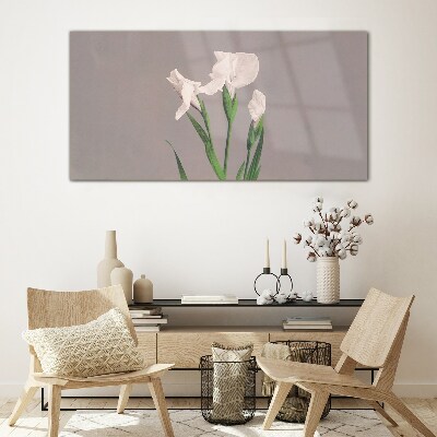 Glasbild Blumen auf grauem Hintergrund