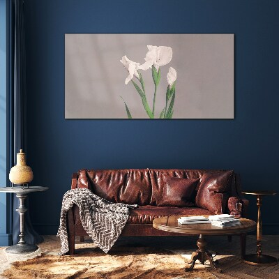 Glasbild Blumen auf grauem Hintergrund