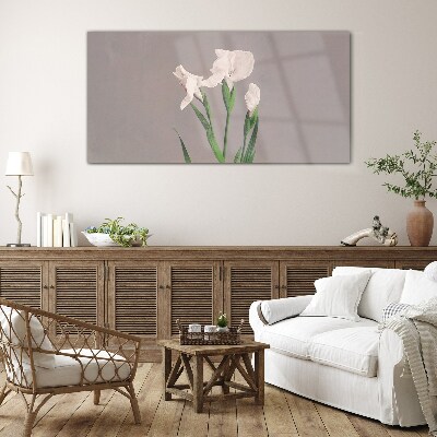 Glasbild Blumen auf grauem Hintergrund