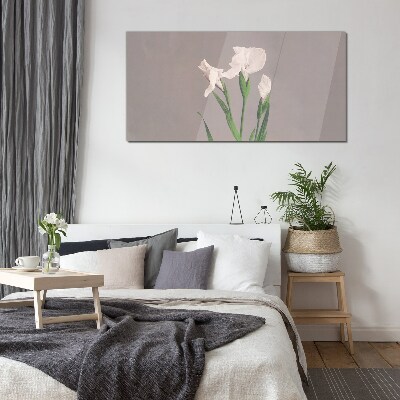 Glasbild Blumen auf grauem Hintergrund