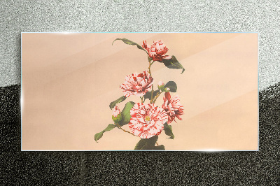 Glasbild Blumenmotiv in zarten Farbtönen