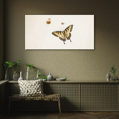 Glasbild Schmetterlinge in zarter Harmonie