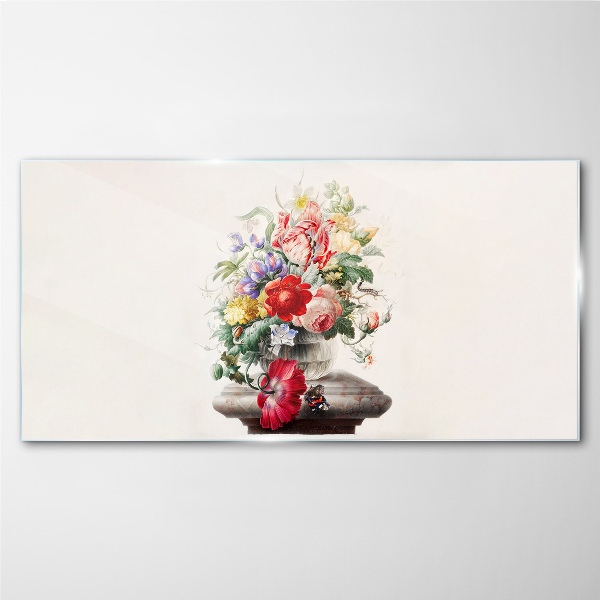 Glasbild Blumenarrangement in einer Vase