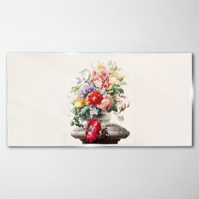 Glasbild Vase Blumen Pflanzen