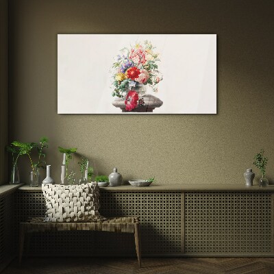 Glasbild Vase Blumen Pflanzen