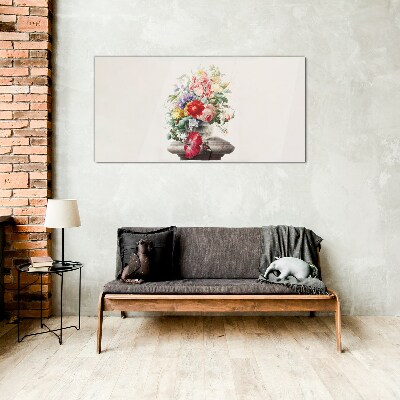 Glasbild Blumenarrangement in einer Vase