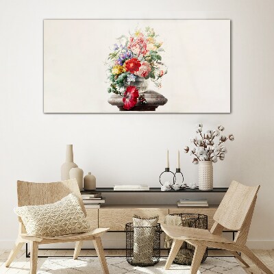 Glasbild Blumenarrangement in einer Vase