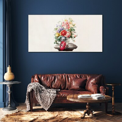 Glasbild Blumenarrangement in einer Vase