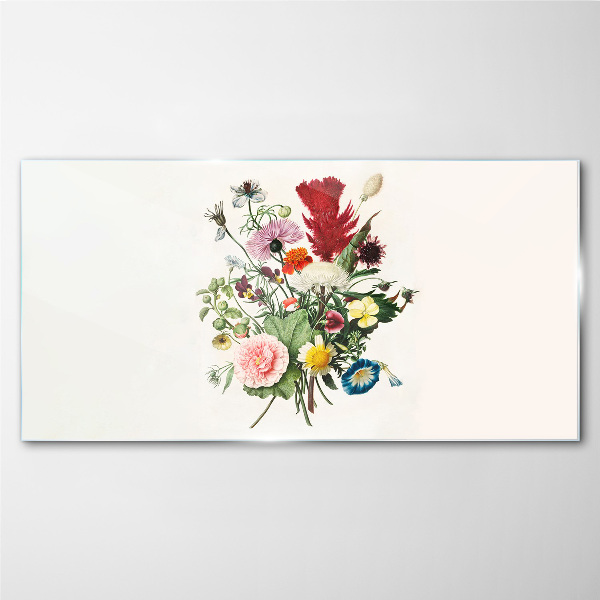 Glasbild Blumenarrangement in Pastellfarben
