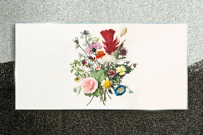 Glasbild Blumenarrangement in Pastellfarben