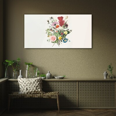 Glasbild Blumenarrangement in Pastellfarben