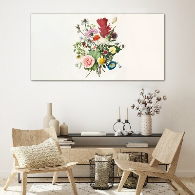 Glasbild Blumenarrangement in Pastellfarben