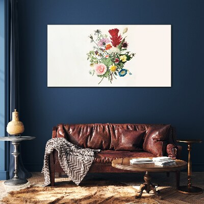 Glasbild Blumenarrangement in Pastellfarben