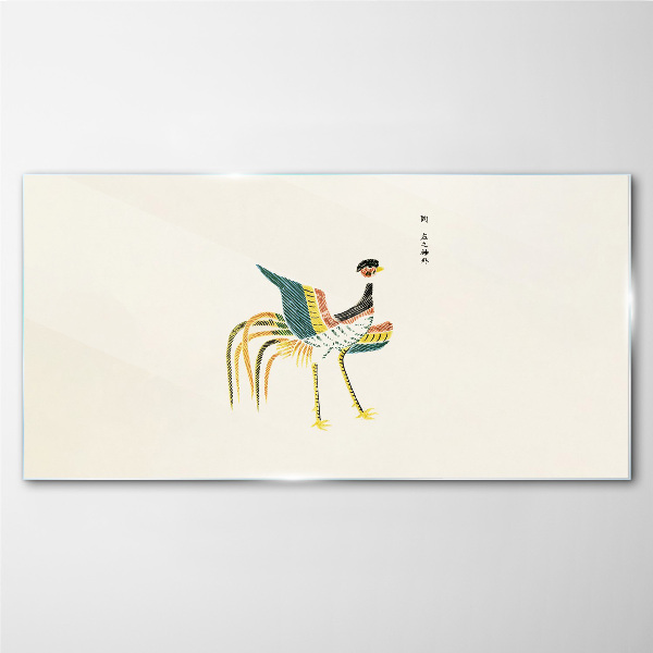 Glasbild Bunter Vogel auf dem Hintergrund