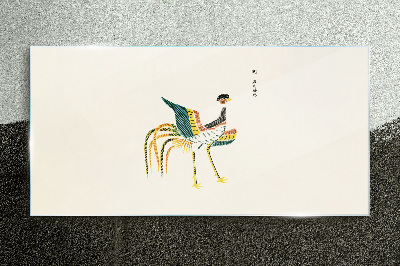 Glasbild Bunter Vogel auf dem Hintergrund