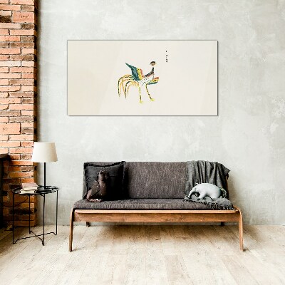 Glasbild Bunter Vogel auf dem Hintergrund