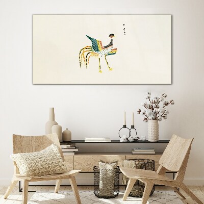 Glasbild Bunter Vogel auf dem Hintergrund