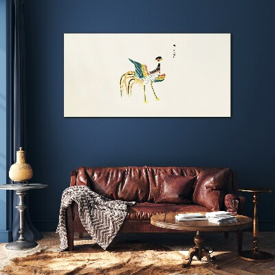 Glasbild Bunter Vogel auf dem Hintergrund