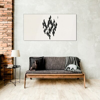 Glasbild Schwarze Figuren auf weißem Hintergrund