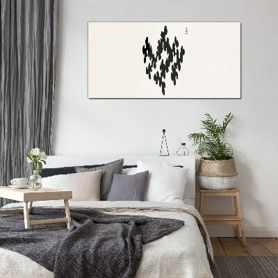 Glasbild Schwarze Figuren auf weißem Hintergrund