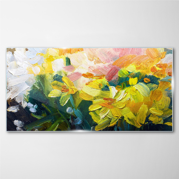 Glasbild Frühlingsblumen in intensiven Farben