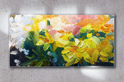 Glasbild Frühlingsblumen in intensiven Farben