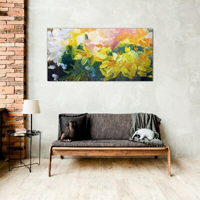 Glasbild Frühlingsblumen in intensiven Farben
