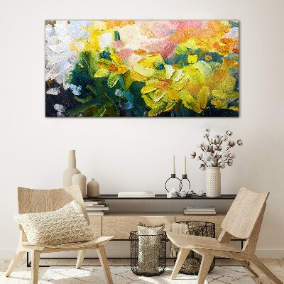 Glasbild Frühlingsblumen in intensiven Farben