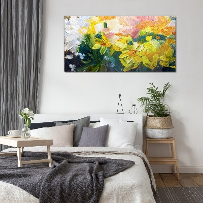 Glasbild Frühlingsblumen in intensiven Farben