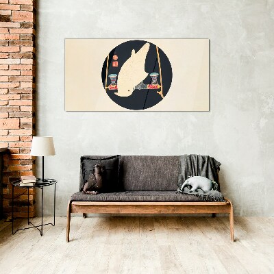 Glasbild Fischharmonie in einer Mondnacht