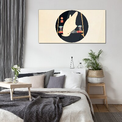 Glasbild Fischharmonie in einer Mondnacht