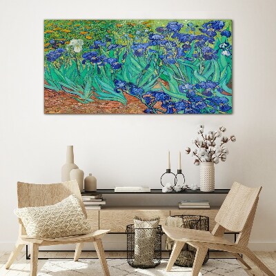 Glas bild Blühende Schwertlilien