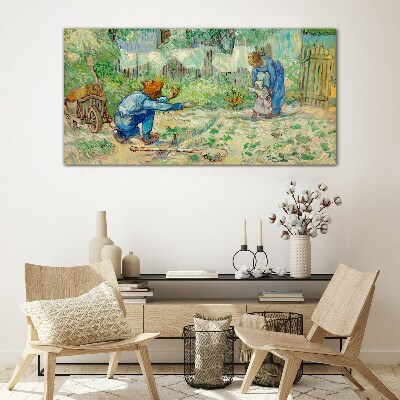 Foto auf glas Familienmomente im Garten