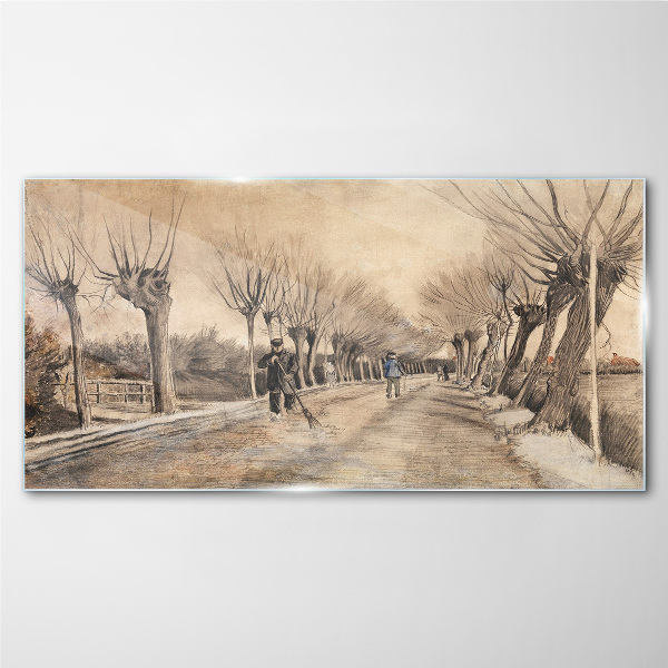 Glasbild Winterlandschaft mit Bäumen