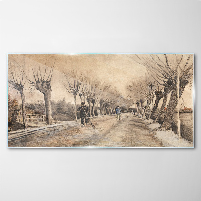 Glasbild Winterlandschaft mit Bäumen
