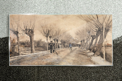 Glasbild Winterlandschaft mit Bäumen