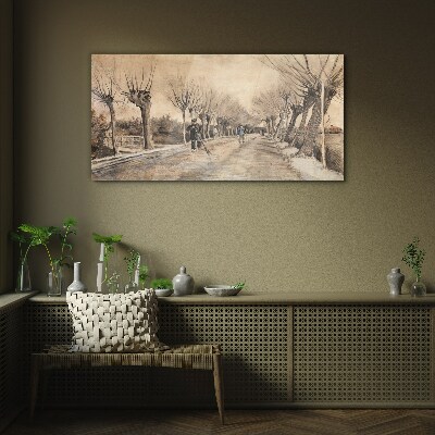 Glasbild Winterlandschaft mit Bäumen