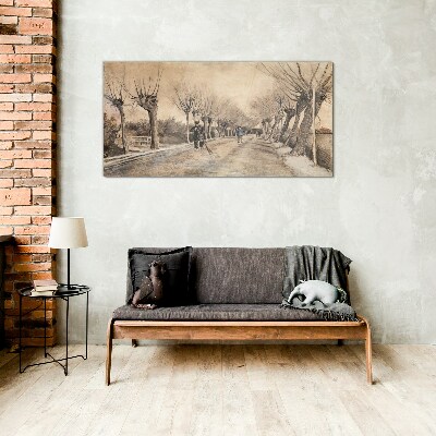 Glasbild Winterlandschaft mit Bäumen